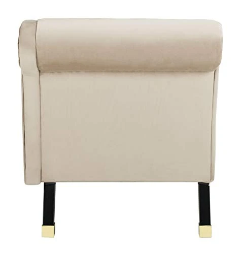 Safavieh Home Caiden Modern Tan Velvet And Espresso Chaise Lounge Chair 4 Safavieh Home Caiden Modern Tan Velvet And Espresso Chaise Lounge Chair - Image 4