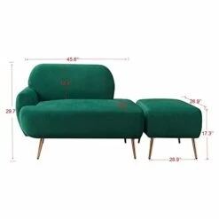 PEIHONGET Chaise Lounge Chair For Bedroom, Velvet Chaise Lounge Indoor Accent Chair With Ottoman 2 In 1 Recliner Sofa Chair Bed With Footrest Reading Chair For Bedroom Apartment Office (Green) -Safavieh Furnitue Shop 31wpPgogQ1L