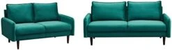 INSTORY Modern Sofa Set Velvet Sofa & Loveseat Set 2 Piece Tufted Couch Set With Wooden Legs For Living Room, Office - Space Blue -Safavieh Furnitue Shop 31xp1NJzEQL. AC