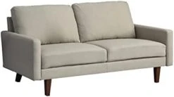 INSTORY Linen Sofa Set Modern Sofa & Loveseat Set 2 Piece Couch Set With Wooden Legs For Living Room, Office, Bedroom - Dark Blue -Safavieh Furnitue Shop 31xuZiectYL. AC