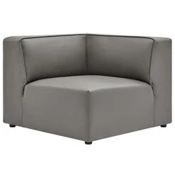 Modway Mingle Vegan Leather Sectional Sofa Corner Chair, Gray