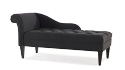 Jennifer Taylor Home Harrison Tufted Roll Arm Chaise Lounge, Jet Black 65D X 28W X 31H In
