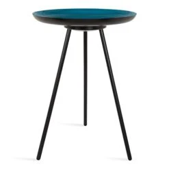 Kate And Laurel Laranya Modern Side Table, 15" X 15" X 22.5", Teal And Black, Chic Minimalist End Table