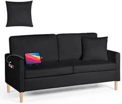 AILEEKISS Mid-Century Sectional Sofa Sets 3 Pieces Faux Leather Loveseat Couches With 2 USB Living Room Furniture Accent Arm Chairs For Small Space, Apartment, Office (1-Seater+1-Seater+3-Seater) -Safavieh Furnitue Shop 31yfWy yupL. AC