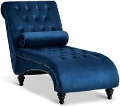 Paddie Velvet Button-Tufted Chaise Lounge Chair Leisure Sofa Chaise Chair W/Bolster Pillow, Nailhead Trim And Turned Legs For Indoor Living Room (Green) -Safavieh Furnitue Shop 41 WgOttj2L. AC