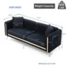 Homtique 77 Inch Upholstered Velvet Sofa Couch, Modern Sofa For Living Room With Side Pocket And 2 Pillows, Gold Metal Legs Decor Couches Furniture For Apartment/Office (Black)