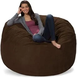 Comfy Sacks Memory Foam Bean Bag Chair, Charcoal Furry -Safavieh Furnitue Shop 410BW1s3ANL. AC