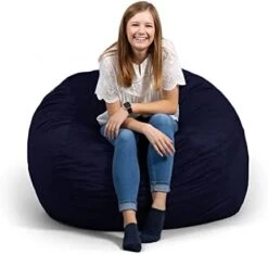 Big Joe Fuf Large Foam Filled Bean Bag Chair With Removable Cover, Black Lenox, 4ft Big -Safavieh Furnitue Shop 410DUO935JL. AC