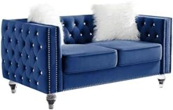 Mikibama Velvet Loveseat Sofa Couch Set For Living Room, Modern Decor Furniture Tufted Sofa Set With Nailhead Acrylic Legs And 2 Pillows For Bedroom, Hall(Grey) -Safavieh Furnitue Shop 410PuSo8vL. AC