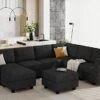 Belffin Large Modular Sectional Sofa U Shaped Couch Set With Storage Convertible Large Couch U Shape Set Reversible Chaise Dark Grey