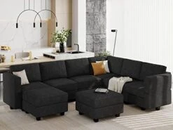Belffin Large Modular Sectional Sofa U Shaped Couch Set With Storage Convertible Large Couch U Shape Set Reversible Chaise Dark Grey -Safavieh Furnitue Shop 410Y5DTz2AL. AC