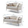 HomSof 2 Pieces Velvet Living Room Set, Classic Chesterfield Sofa Loveseat And 3 Couch With Button Tufted And Rolled Arms, 4 Pillows Included, 5 Seater, Beige(5-Seater)