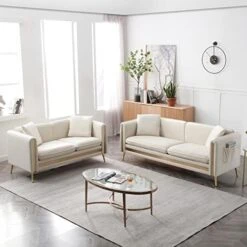 CALABASH 2 Piece Living Room Furniture Sets, Modern Tufted Velvet Sofa Couch And Loveseat With Removable Cushions Side Pocket And 4 Pillows For Bedroom Apartment(Black, 2+3 Seat) -Safavieh Furnitue Shop 411FJcL3YeL. AC