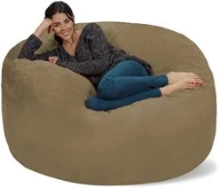Chill Sack Bean Bag Chair: Giant 5' Memory Foam Furniture Bean Bag - Big Sofa With Soft Micro Fiber Cover - Dark Gray -Safavieh Furnitue Shop 411u85qlnXL. AC