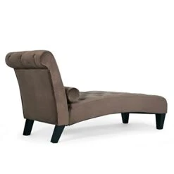 BELLEZE Upholstered Chaise Lounge Chair Indoor, Modern Leisure Chaise Lounge Sofa Couch, Button Tufted Back Seat With Matching Accent Pillow, And Hardwood Legs - Aurora (Brown) -Safavieh Furnitue Shop 4128zBWIdYL