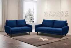INSTORY Modern Sofa Set Velvet Sofa & Loveseat Set 2 Piece Tufted Couch Set With Wooden Legs For Living Room, Office - Space Blue -Safavieh Furnitue Shop 412LDbfSDwL
