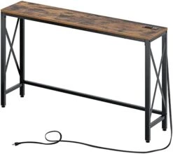 Rolanstar Console Table With 2 Outlets And 2 USB Ports, 39.4” Entryway Table With Metal Frame & X-Shaped Design, Narrow Sofa Table For Living Room And Hallway, Behind Couch Table, For Entryway, Foyer -Safavieh Furnitue Shop 412LdPBinlL. AC
