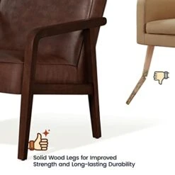 Yaheetech PU Leather Accent Chair, Mid-Century Modern Barrel Chair With Wooden Frame And Soft Thick Padded For Living Room Bedroom Home Office, Set Of 2, Dark Brown 13 Yaheetech PU Leather Accent Chair, Mid-Century Modern Barrel Chair With Wooden Frame And Soft Thick Padded For Living Room Bedroom Home Office, Set Of 2, Dark Brown -Safavieh Furnitue Shop 412N8tRfjPL