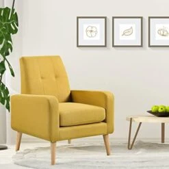 Funkeen Modern Accent Chairs Set Of 2 Living Room Arm Chairs Comfy Upholstered Fabric Chair With Arms Button Tufted Single Sofa Chair For Bedroom Dorm Apartment Office Small Spaces Mustard Yellow -Safavieh Furnitue Shop 412X6JO8qdL. AC