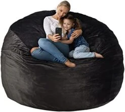 HABUTWAY Bean Bag Chair: Giant 4' Memory Foam Furniture Bean Bag Chairs For Adults With Microfiber Cover - 4Ft, Grey -Safavieh Furnitue Shop 412cPualljL. AC