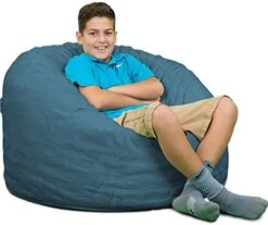 ULTIMATE SACK 3000 (3 Ft.) Bean Bag Chair: Giant Foam-Filled Furniture - Machine Washable Covers, Durable Inner Liner, 100% Virgin Foam. Comfy Bean Bag Chair. (Electric Blue, Suede) -Safavieh Furnitue Shop 412qe2cs HL. AC
