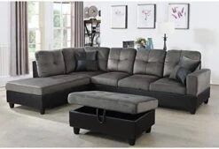 A Ainehome L Shape Sectional Sofa 104" Wide Living Room Furniture Set Microfiber Couch 3-Seat Sofa With Chaise Lounge And Storage Ottoman For Home Decor Apartment Office (Left Hand Facing, Red) -Safavieh Furnitue Shop 412zArKWbNL. AC