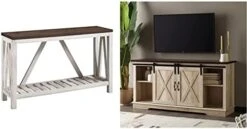 Walker Edison Modern Farmhouse Accent Entryway / Living Room End Table, 52 Inch, Color-Marble And Walnut -Safavieh Furnitue Shop 4134X LNY0L. AC