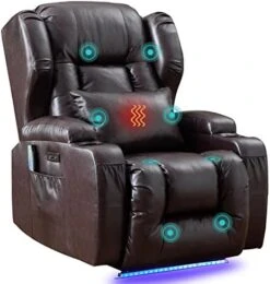 SAMERY Electric Power Recline Chair Loveseat RV Sofa With Console + Single Massage Recliner Chairs, Double Recliner 2-Seater RV Couch Home Theater Seating With USB Charging/Lighting/Cup Holders -Safavieh Furnitue Shop 41366zEZuRL. AC