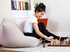 Yogibo Mini Bean Bag, Small Beanbag Chair For Kids, Teens And Adults, Great For Meditation And Sitting, Fibead Filling Conforms To Body, Washable, Removable Cover, Light Grey -Safavieh Furnitue Shop 413CCVdLYTL