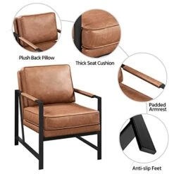 Yaheetech PU Leather Armchairs, Retro Leisure Accent Chair With Extra Soft Padded And Cushion, 105 Degree Slant Back, Modern Reading Arm Chair For Living Room/Office/Bedroom/Study, 2pcs, Light Brown 11 Yaheetech PU Leather Armchairs, Retro Leisure Accent Chair With Extra Soft Padded And Cushion, 105 Degree Slant Back, Modern Reading Arm Chair For Living Room/Office/Bedroom/Study, 2pcs, Light Brown -Safavieh Furnitue Shop 413F57u4EzL