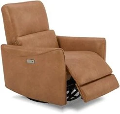 CHITA Power Recliner Swivel Glider, Upholstered Faux Leather Living Room Reclining Sofa Chair With Lumbar Support, Cognac Brown -Safavieh Furnitue Shop 413GOFGFVsL. AC