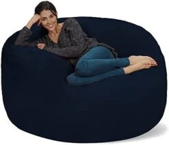 Chill Sack Bean Bag Chair: Giant 5' Memory Foam Furniture Bean Bag - Big Sofa With Soft Micro Fiber Cover - Dark Gray -Safavieh Furnitue Shop 413eyo4k6fL. AC