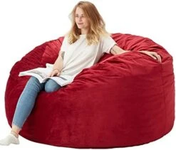 HABUTWAY Bean Bag Chair: Giant 4' Memory Foam Furniture Bean Bag Chairs For Adults With Microfiber Cover - 4Ft, Grey -Safavieh Furnitue Shop 414OqVR60L. AC