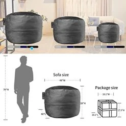 [Removable Cover] Giant 4ft Bean Bag Chairs For Adult, Memory Foam Bean Bag For Teens, Adults, Big Sofa Bean Bag Chairs, Giant Bean Bag Soft Fluffy Fur Bean Bag Chairs For Adults, Furnitures, Black -Safavieh Furnitue Shop 414cgJZfeaS