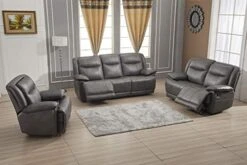Betsy Furniture Bonded Leather Reclining Sofa Couch Set Living Room Set 8006 (Grey, Glider Chair) -Safavieh Furnitue Shop 414myQwyPfL. AC