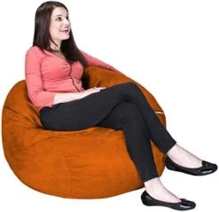 Jaxx Saxx 3 Foot Bean Bag Chair With Removable Cover, Cinnabar -Safavieh Furnitue Shop 414oz2Wm8YL. AC