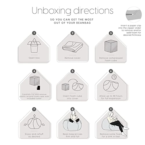 Milliard Big Ultra Supportive Stuffed Bean Bag Chair Couch For Adults And Kids Filled With Shredded Foam (Grey) 5 Milliard Big Ultra Supportive Stuffed Bean Bag Chair Couch For Adults And Kids Filled With Shredded Foam (Grey) - Image 5