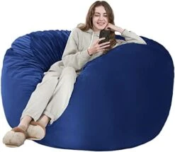 HABUTWAY Bean Bag Chair: Giant 4' Memory Foam Furniture Bean Bag Chairs For Adults With Microfiber Cover - 4Ft, Grey -Safavieh Furnitue Shop 414vgGFGF1L. AC