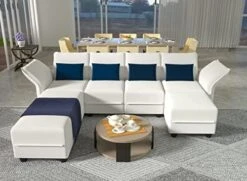 LLappuil Oversized Modular Sofa U Shape Sectional Sofa Set With Storage, Large Corner Sleeper Couch With Reversible Chaise, Faux Leather Fabric Waterproof Sofa, Dark Grey -Safavieh Furnitue Shop 414xfdI5HSL. AC