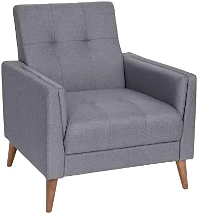 Flash Furniture Conrad Commercial Mid-Century Modern Chair - Slate Gray Faux Linen Upholstery - Buttonless Tufting - Wood Legs 5 Flash Furniture Conrad Commercial Mid-Century Modern Chair - Slate Gray Faux Linen Upholstery - Buttonless Tufting - Wood Legs - Image 5