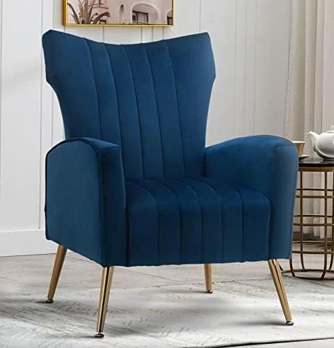 Artechworks Curved Tufted Accent Chair With Metal Gold Legs Velvet Upholstered Arm Club Leisure Modern Chair For Living Room Bedroom Patio, Caramel Color, Orange 15 Artechworks Curved Tufted Accent Chair With Metal Gold Legs Velvet Upholstered Arm Club Leisure Modern Chair For Living Room Bedroom Patio, Caramel Color, Orange - Image 15