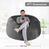 HABUTWAY Bean Bag Chair: Giant 4' Memory Foam Furniture Bean Bag Chairs For Adults With Microfiber Cover - 4Ft, Grey