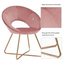 Duhome Modern Accent Velvet Chairs Dining Chairs Single Sofa Comfy Upholstered Arm Chair Living Room Furniture Mid-Century Leisure Lounge Chairs With Golden Metal Frame Legs 1 PCS Pink -Safavieh Furnitue Shop 4162twECURL