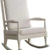 ACME Tristin Rocking Chair - - Cream Fabric & White