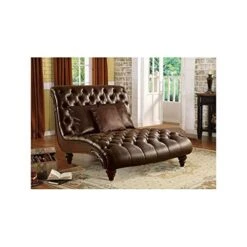 Acme Anondale Two-Tone Polyurethane Chaise Lounger With Pillow, Espresso Finish 3 Acme Anondale Two-Tone Polyurethane Chaise Lounger With Pillow, Espresso Finish -Safavieh Furnitue Shop 416ABUZN95L