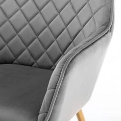 Duhome Velvet Accent Chair With Gold Legs, Upholstered Vanity Chair With Back Leisure Armchair For Living Room Bedroom Dining Room Grey -Safavieh Furnitue Shop 416AUikXjaS