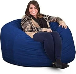 ULTIMATE SACK 4000 (4 Ft.) Bean Bag Chair Cover In Multiple Colors: Cover ONLY. (4000, Electric Blue Suede) -Safavieh Furnitue Shop 416DUwRR5L. AC
