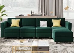 Belffin Modular Velvet Sectional Sofa With Storage Seat Oversized U Shaped Couch With Reversible Chaise Sofa Set With Ottoman Blue -Safavieh Furnitue Shop 416FputMocL. AC