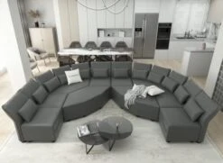LLappuil Oversized Modular Sofa U Shape Sectional Sofa Set With Storage, Large Corner Sleeper Couch With Reversible Chaise, Faux Leather Fabric Waterproof Sofa, Dark Grey -Safavieh Furnitue Shop 416GSKDxh0L. AC