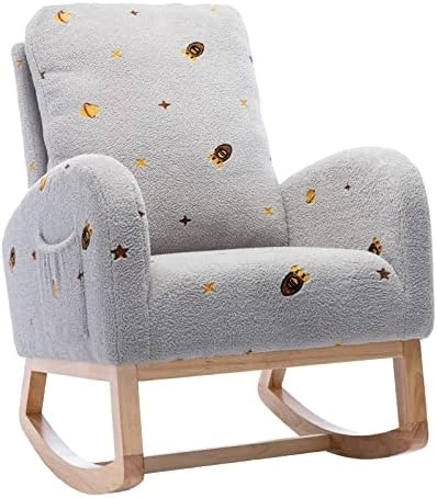 Setawix Rocking Chair For Nursery, Midcentury Modern Accent Rocker Armchair With Side Pocket, Upholstered High Back Wooden Rocking Chair For Living Room Baby Room Bedroom (Yellow - Velvet) 13 Setawix Rocking Chair For Nursery, Midcentury Modern Accent Rocker Armchair With Side Pocket, Upholstered High Back Wooden Rocking Chair For Living Room Baby Room Bedroom (Yellow - Velvet) - Image 13